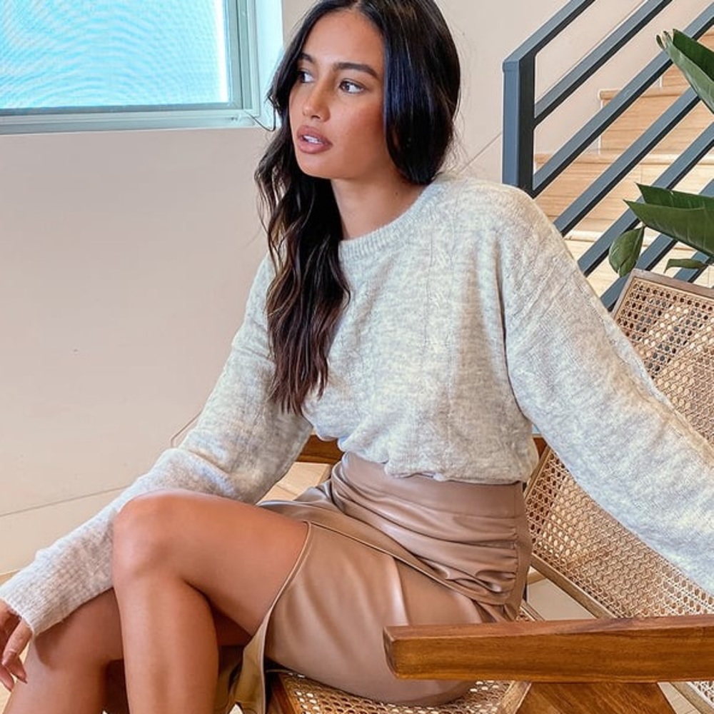 Whatever the Weather Heather Cream Cable Knit Sweater